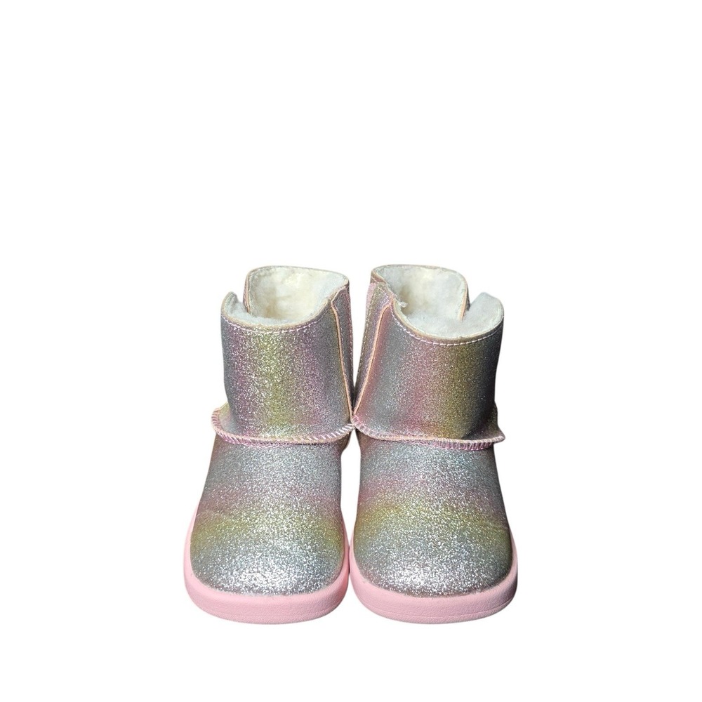 UGG Toddler Girls Glitter Boots Size 4/5 Pink Rainbow Iridescent Cozy